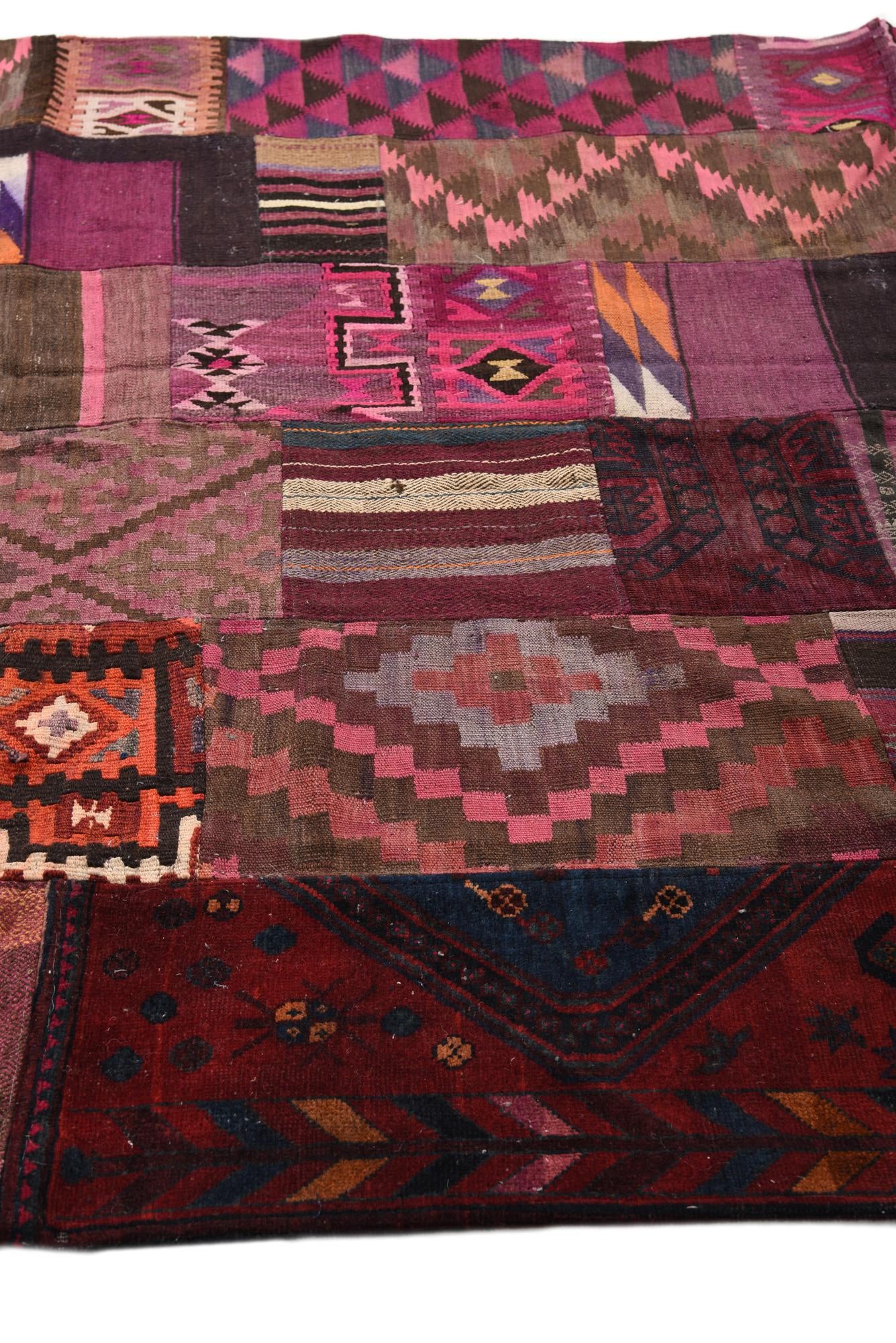 6' 8 x 9' 7 Hand Woven Kilim Patchwork Wool Rug