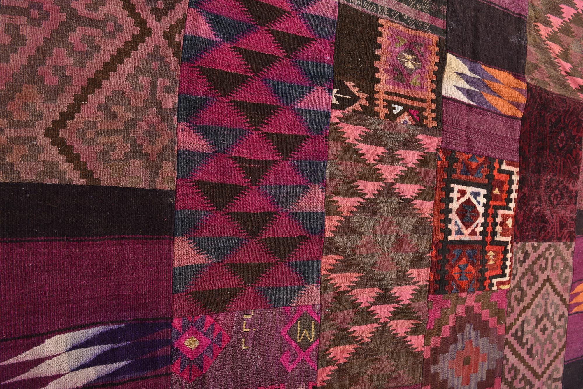 6' 8 x 9' 7 Hand Woven Kilim Patchwork Wool Rug