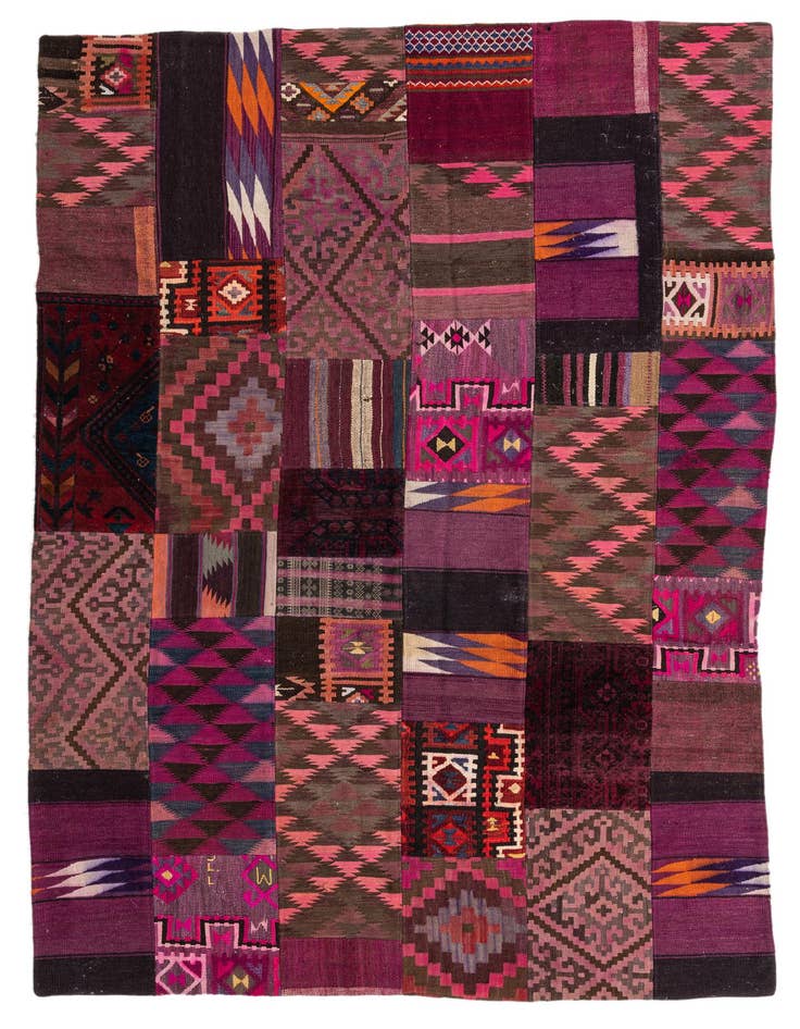 Detail image of 6' 8 x 9' 7 Hand Woven Kilim Patchwork Wool Rug