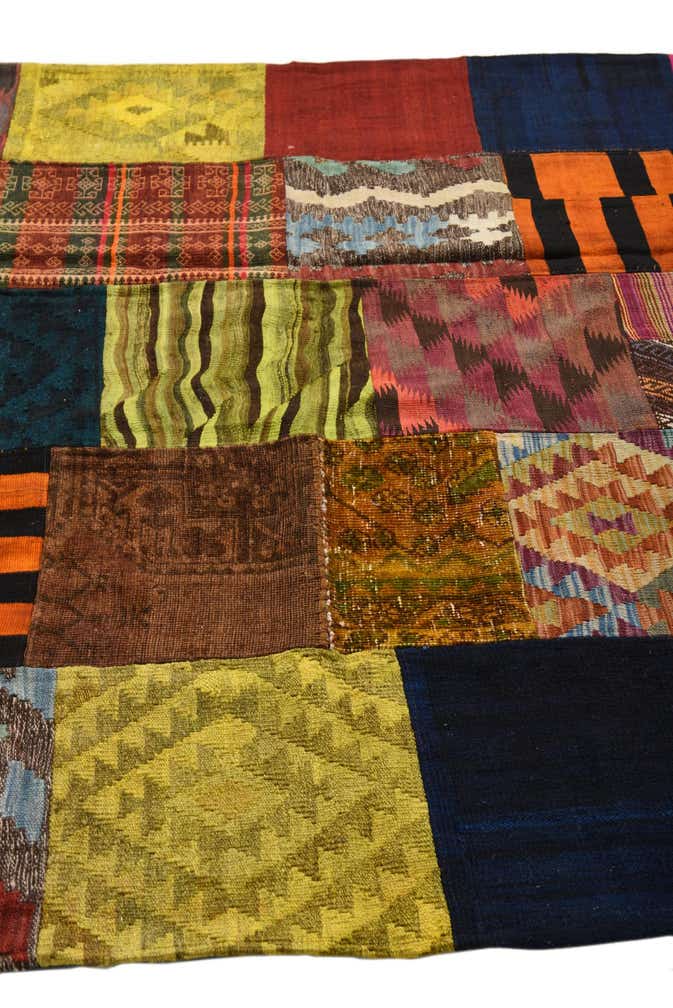 5' 8 x 7' 9 Hand Woven Kilim Patchwork Wool Rug