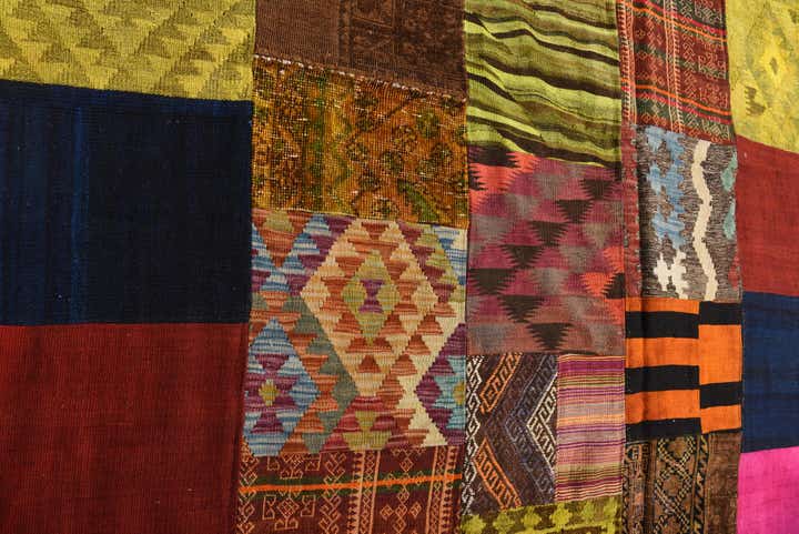 5' 8 x 7' 9 Hand Woven Kilim Patchwork Wool Rug