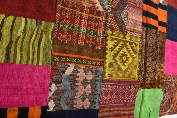 5' 8 x 7' 9 Hand Woven Kilim Patchwork Wool Rug