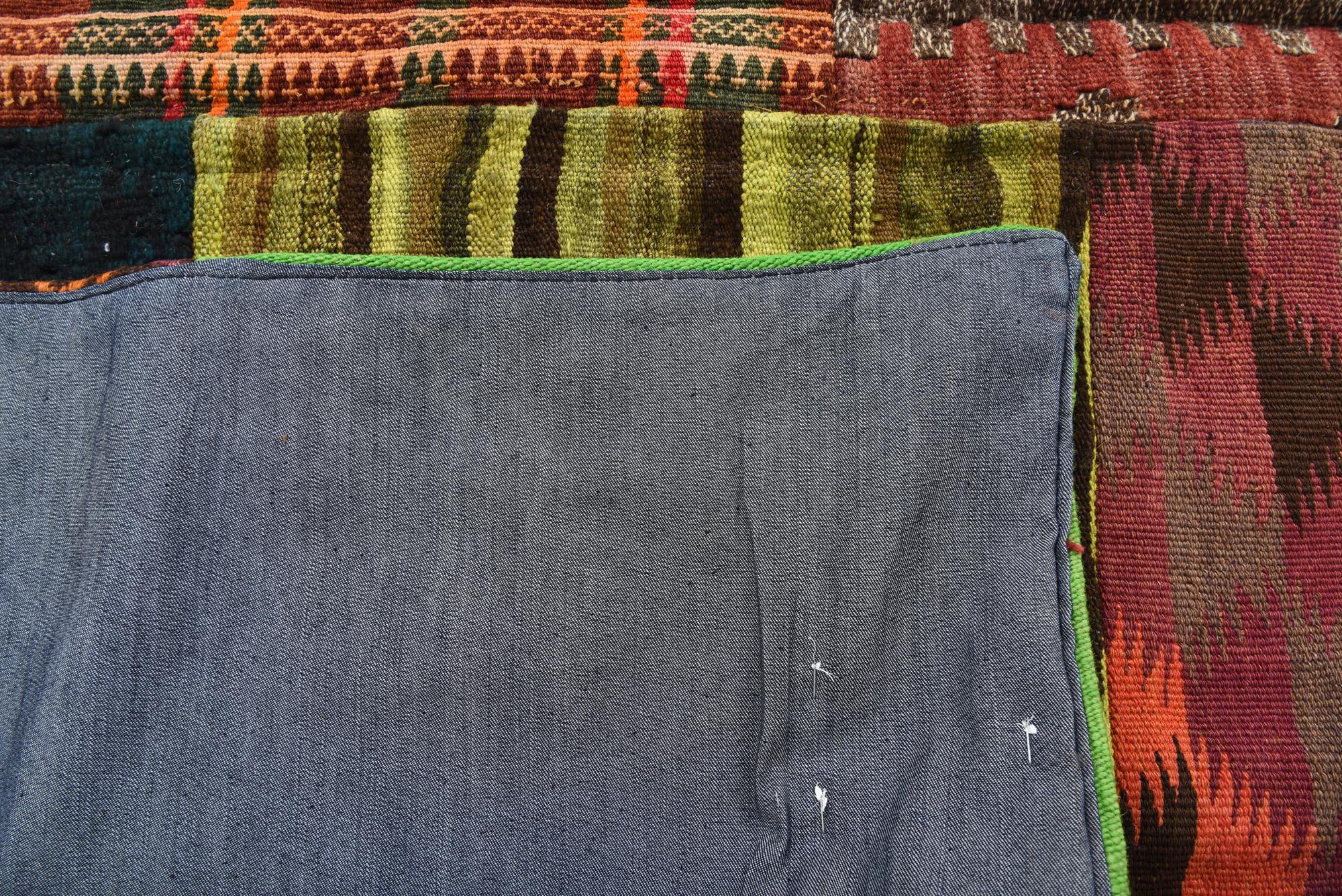 5' 8 x 7' 9 Hand Woven Kilim Patchwork Wool Rug