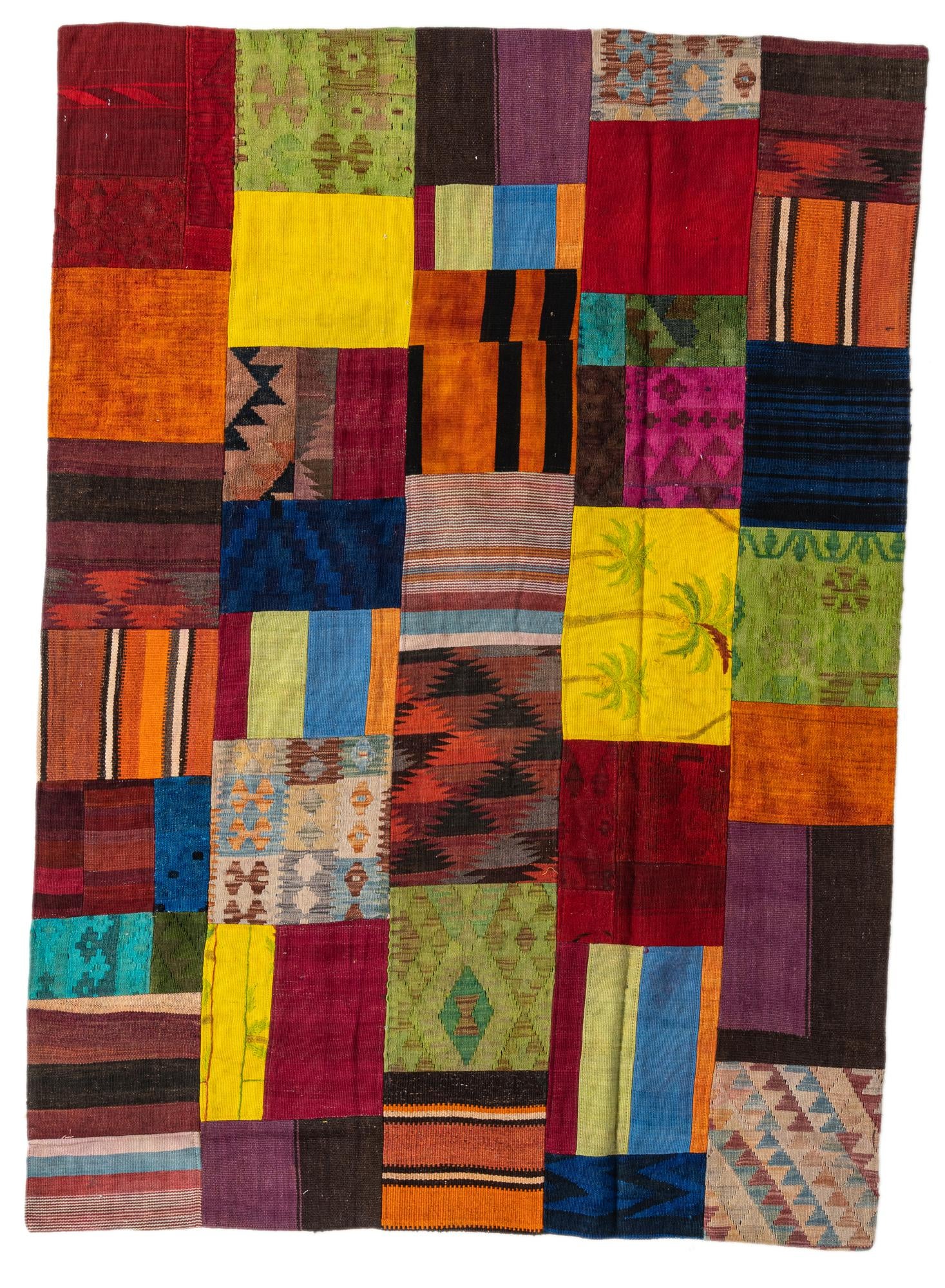 5' 5 x 7' 7 Hand Woven Kilim Patchwork Wool Rug