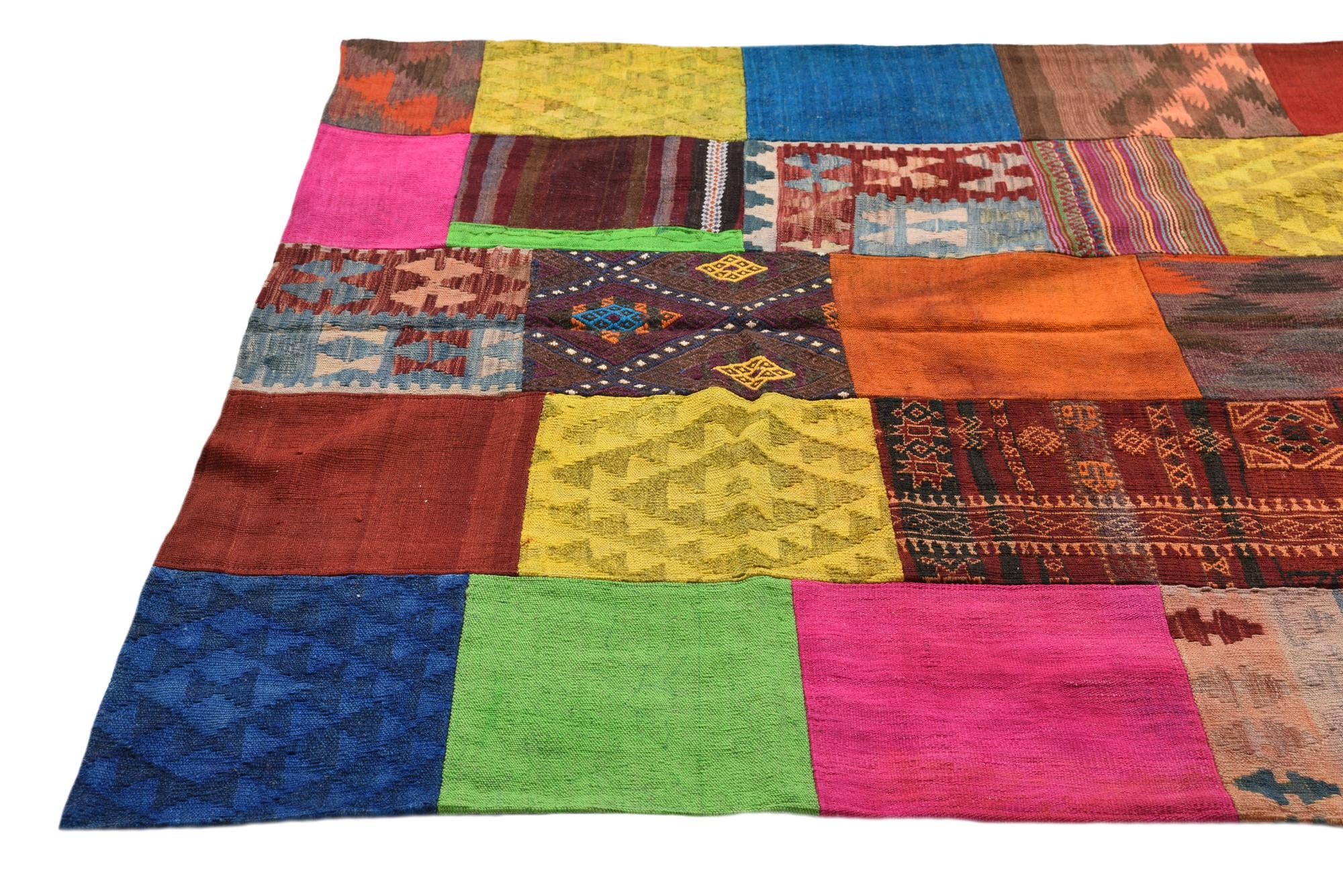 5' 6 x 7' 8 Hand Woven Kilim Patchwork Wool Rug