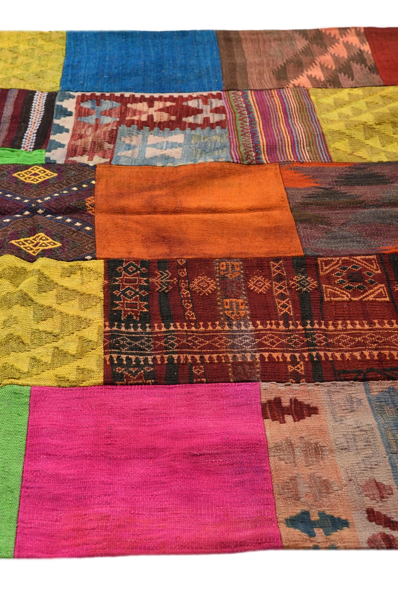 5' 6 x 7' 8 Hand Woven Kilim Patchwork Wool Rug