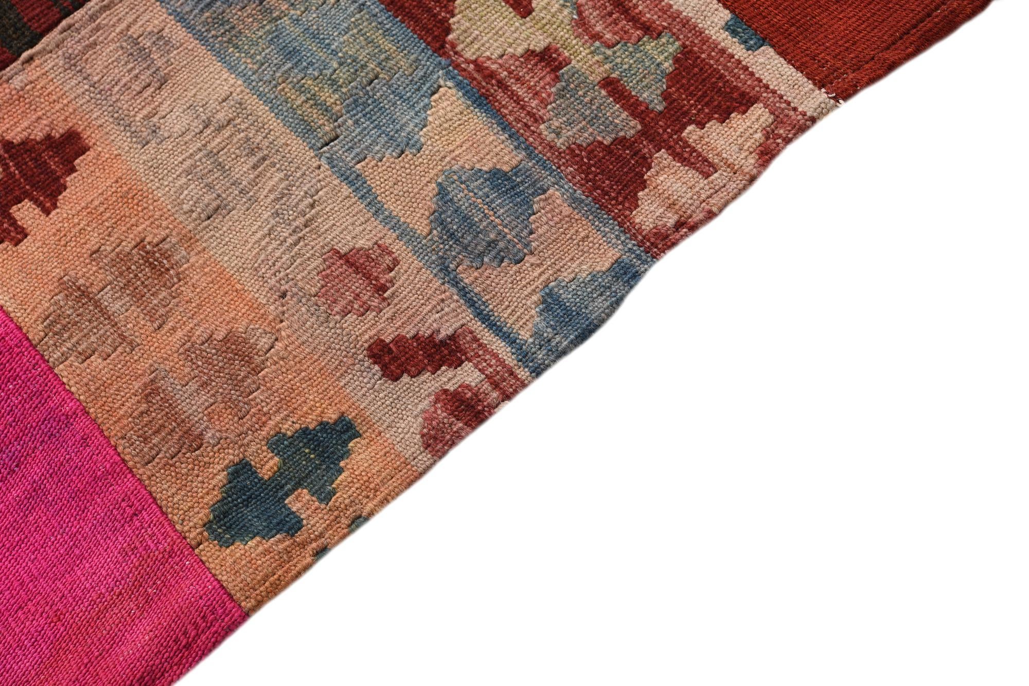 5' 6 x 7' 8 Hand Woven Kilim Patchwork Wool Rug