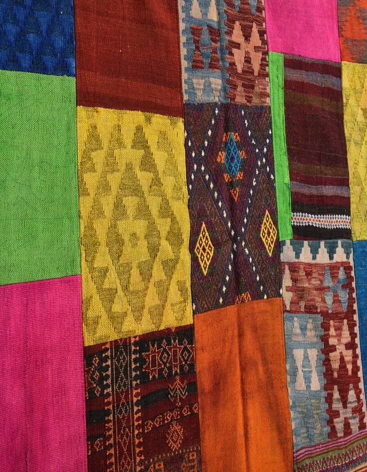 Detail image of 5' 6 x 7' 8  Hand Woven Kilim Patchwork Wool Rug