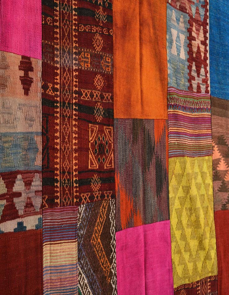 Detail image of 5' 6 x 7' 8  Hand Woven Kilim Patchwork Wool Rug
