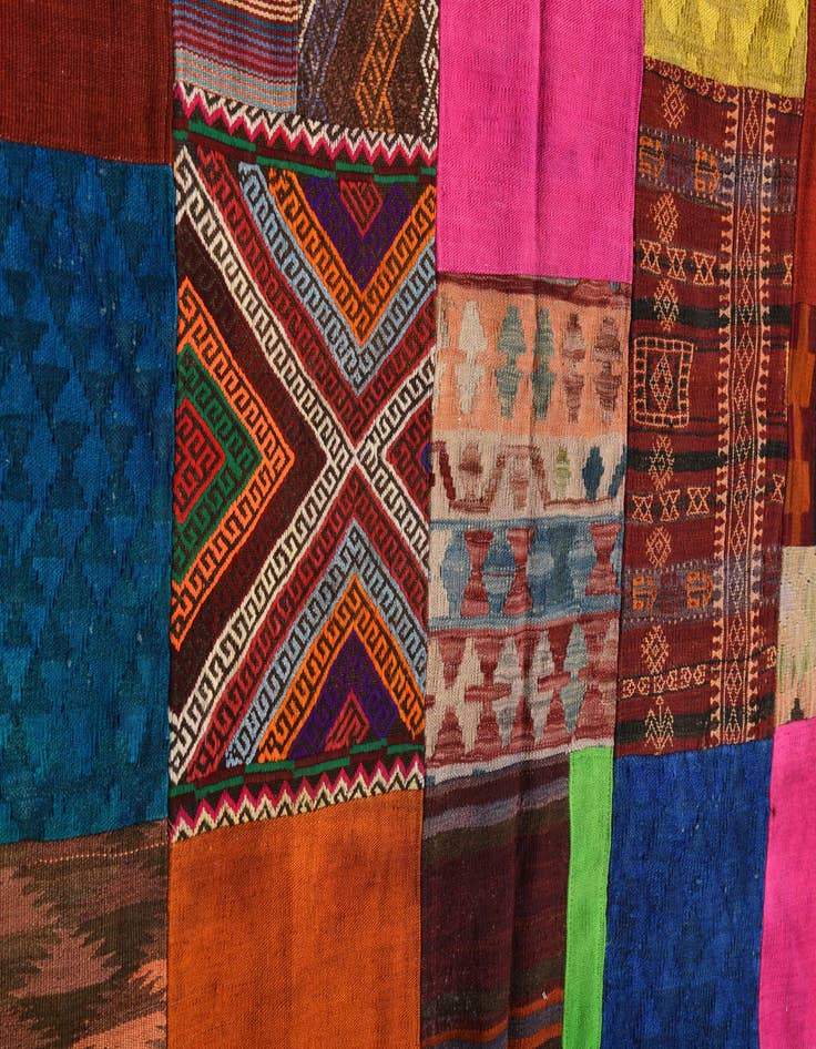 Detail image of 5' 6 x 7' 8  Hand Woven Kilim Patchwork Wool Rug