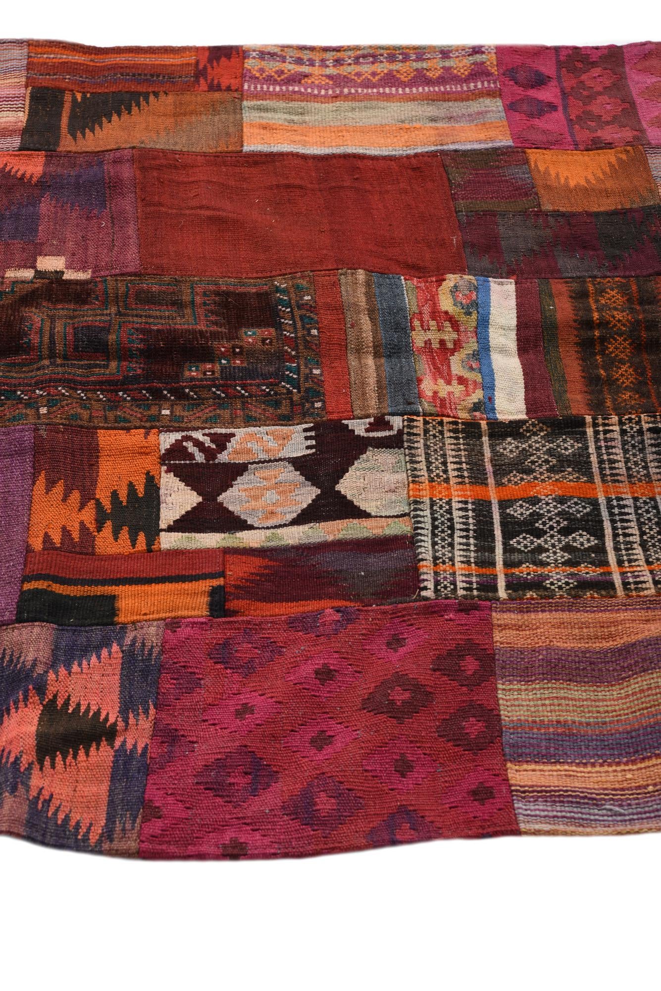 4' x 6' Hand Woven Kilim Patchwork Wool Rug