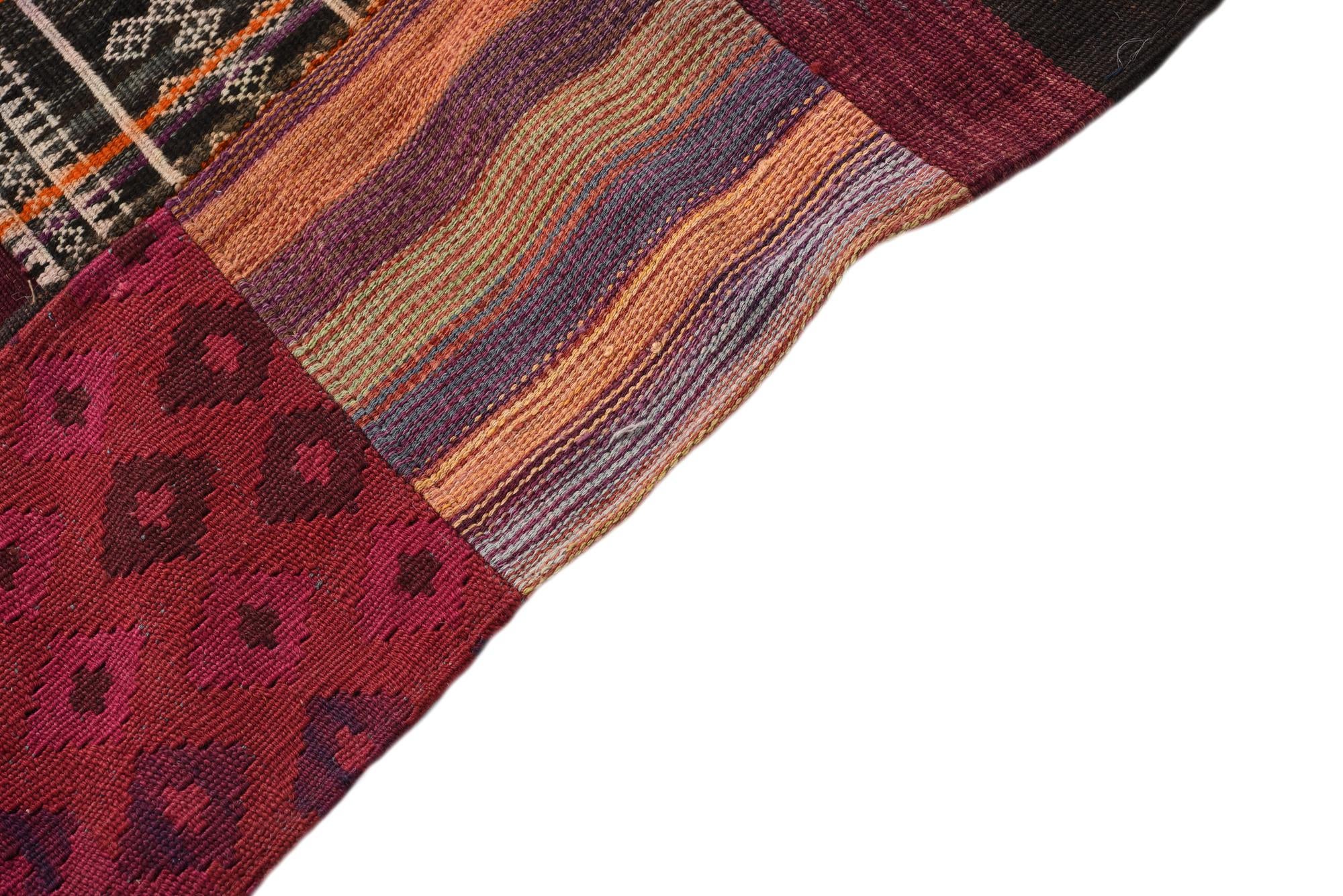 4' x 6' Hand Woven Kilim Patchwork Wool Rug