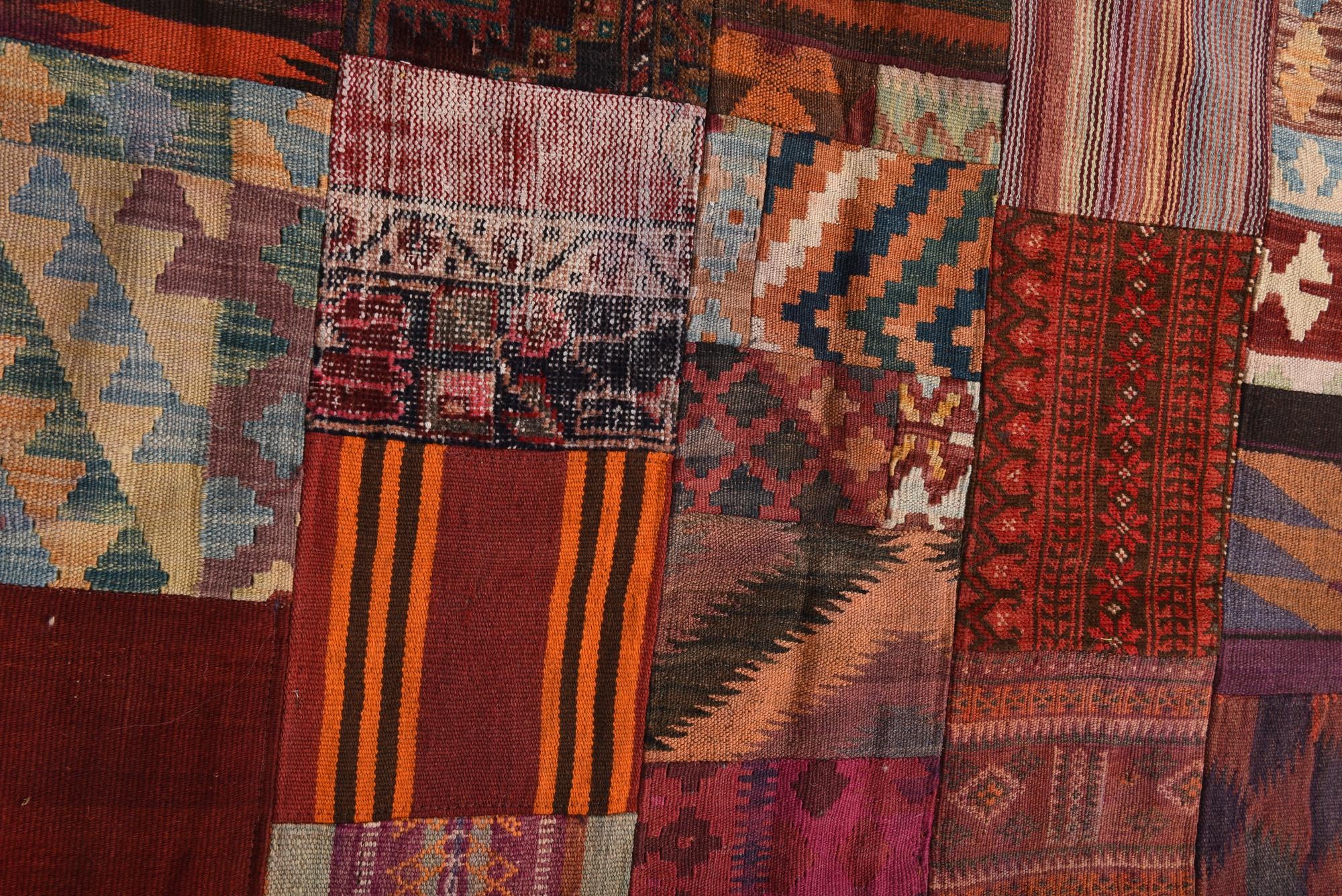4' x 6' Hand Woven Kilim Patchwork Wool Rug