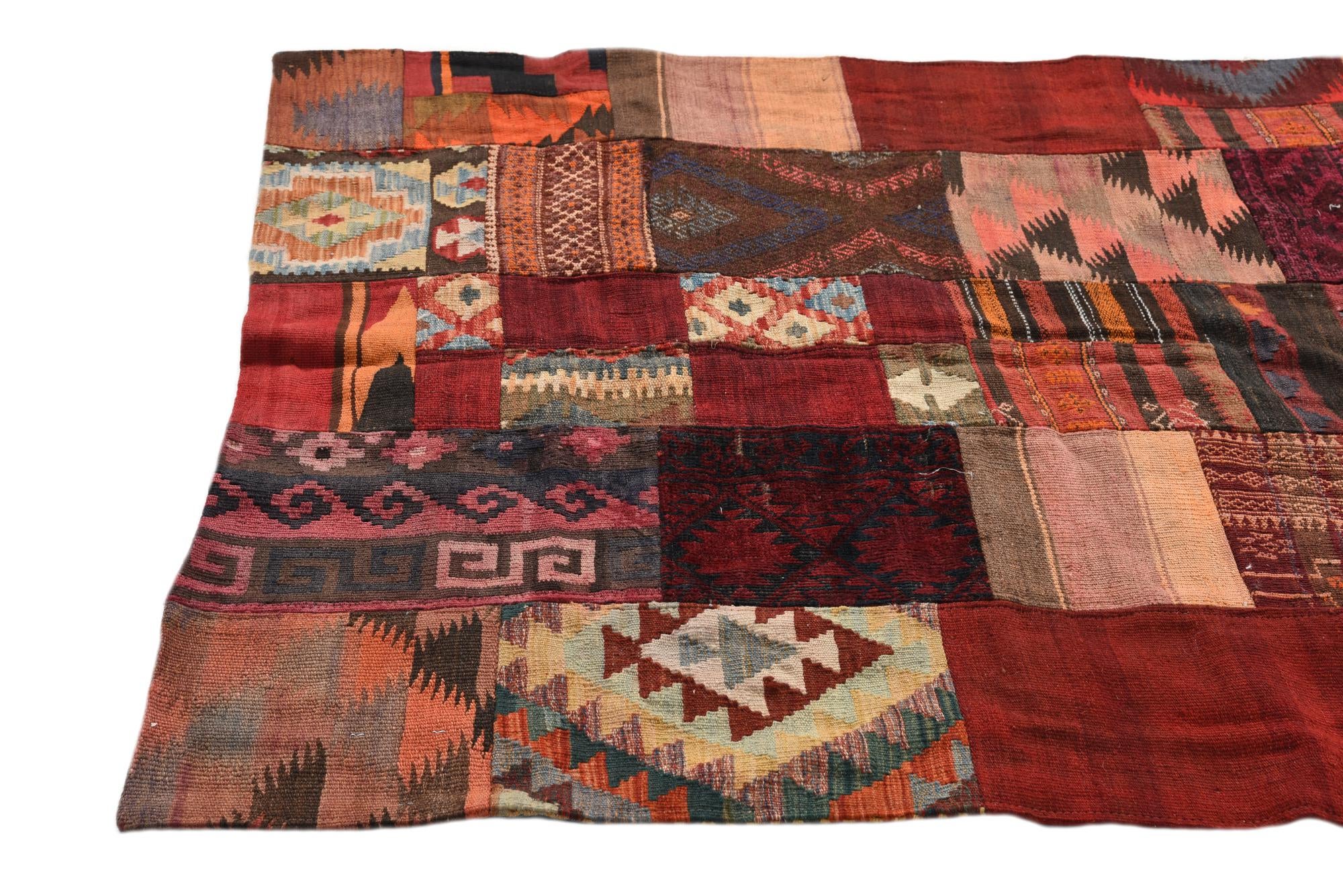 4' x 5' 9 Hand Woven Kilim Patchwork Wool Rug