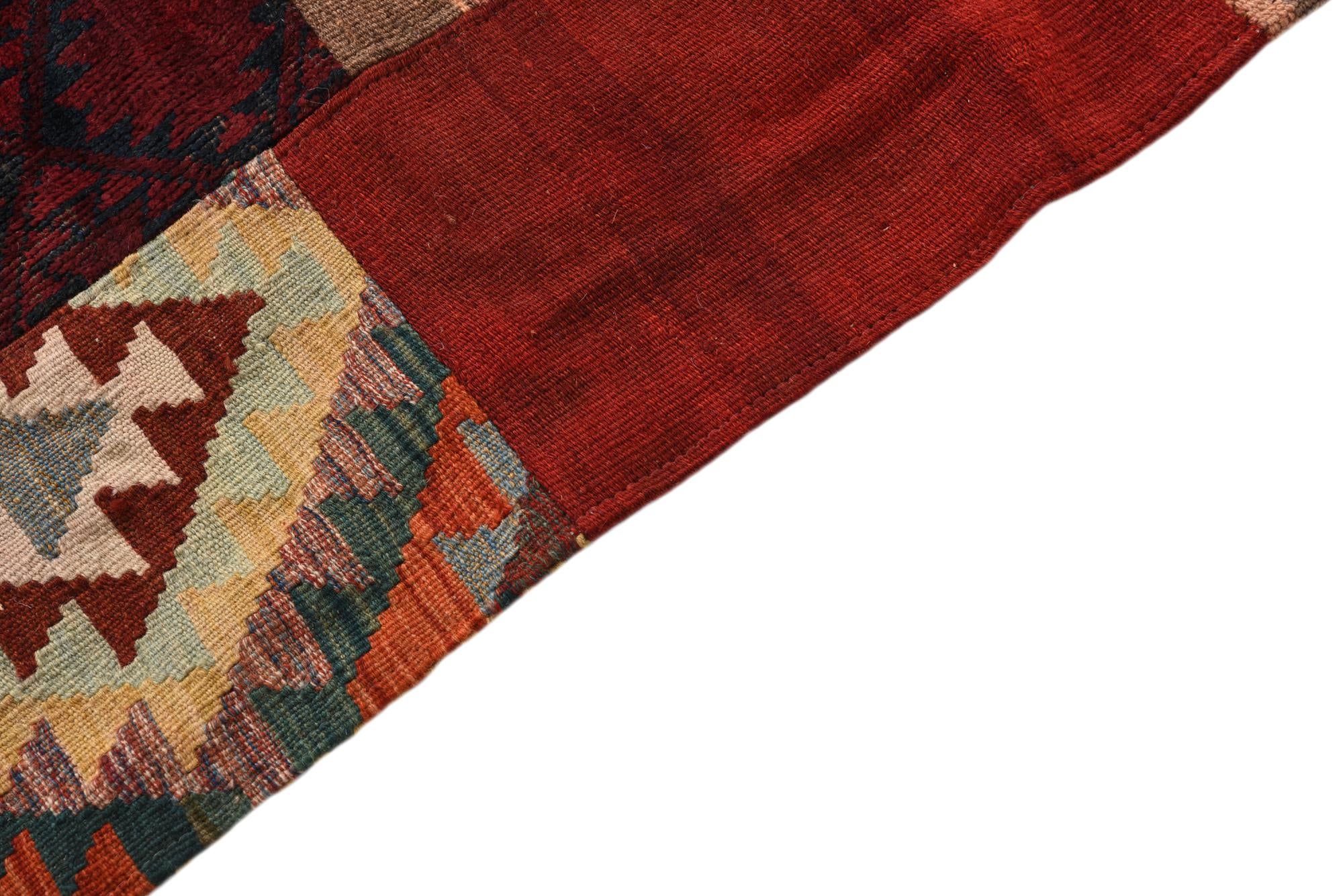 4' x 5' 9 Hand Woven Kilim Patchwork Wool Rug