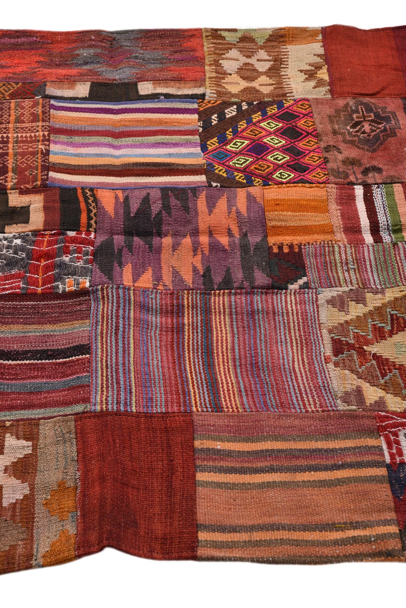 3' 10 x 5' 10 Hand Woven Kilim Patchwork Wool Rug