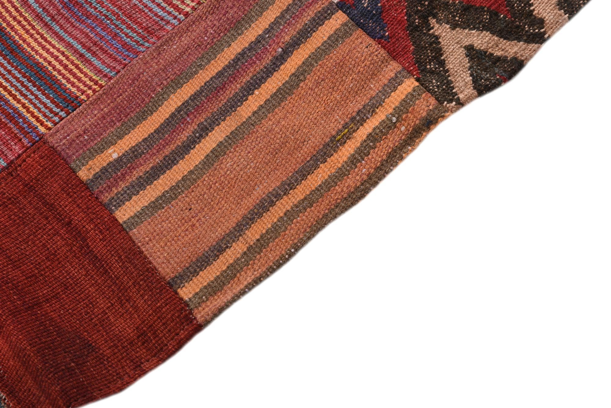 3' 10 x 5' 10 Hand Woven Kilim Patchwork Wool Rug