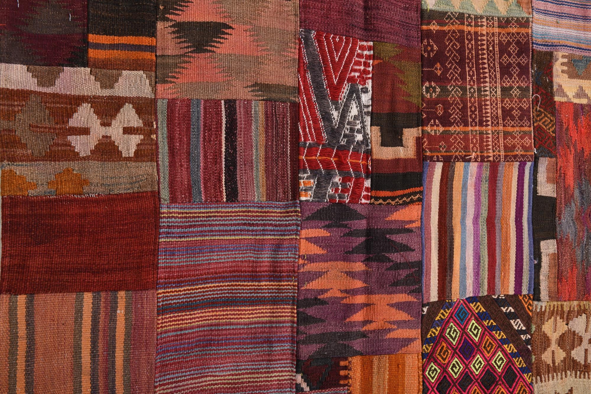 3' 10 x 5' 10 Hand Woven Kilim Patchwork Wool Rug