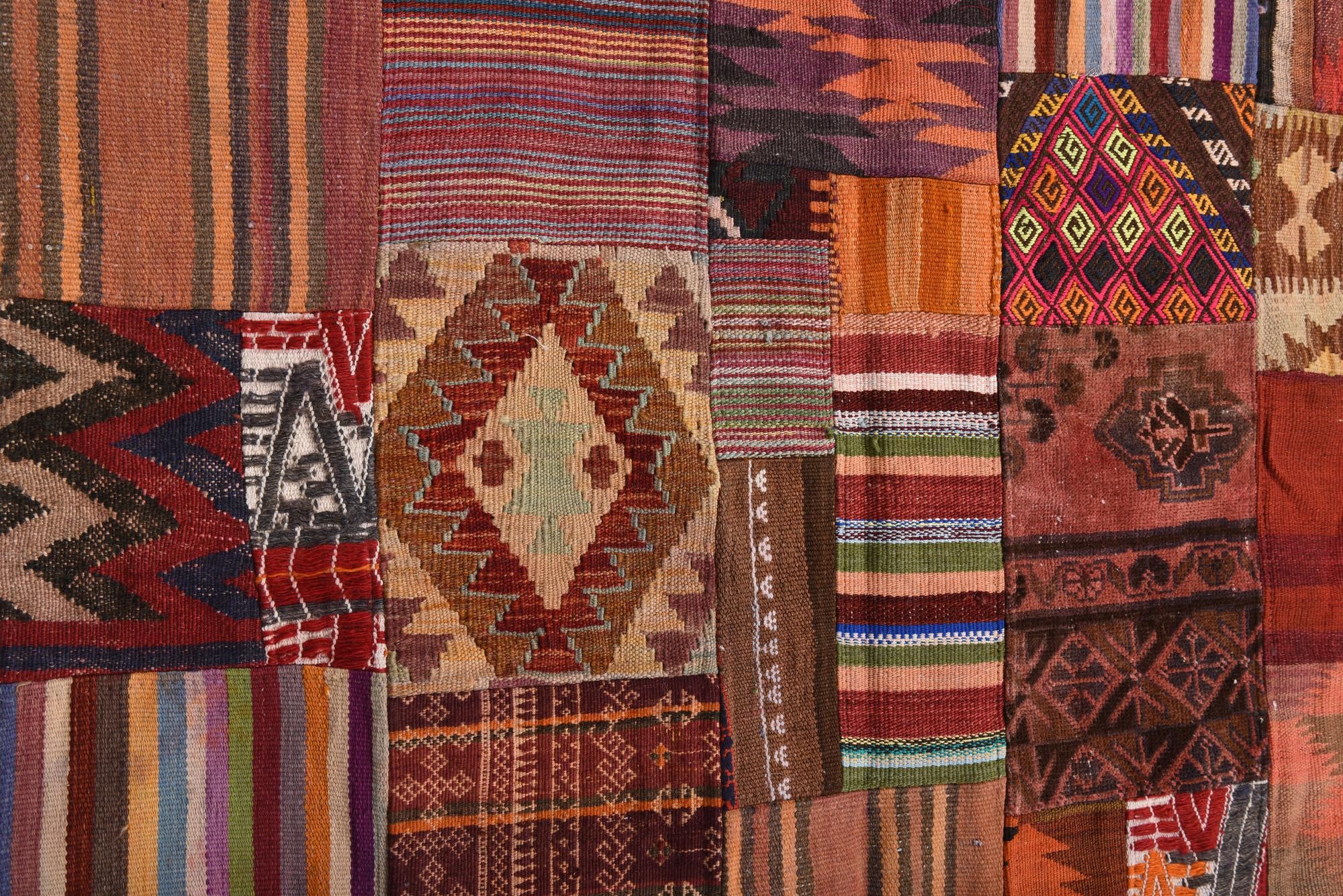 3' 10 x 5' 10 Hand Woven Kilim Patchwork Wool Rug