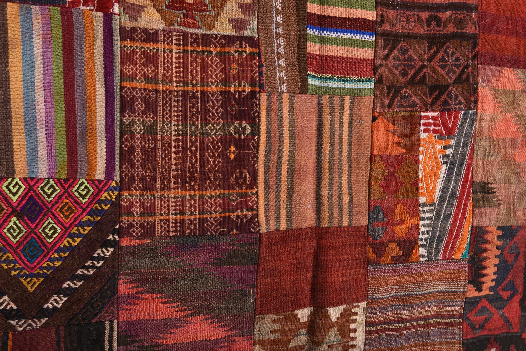 3' 10 x 5' 10 Hand Woven Kilim Patchwork Wool Rug