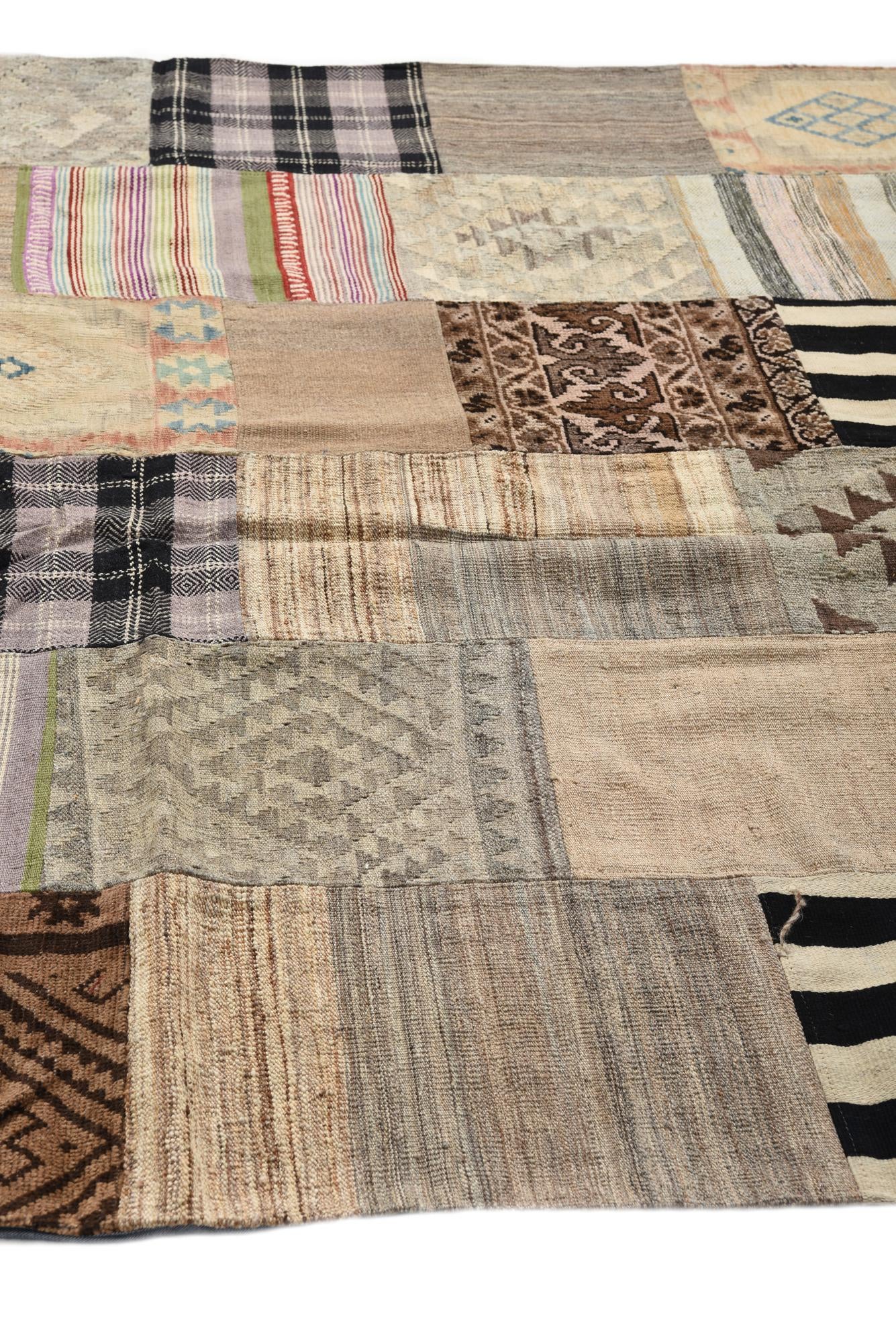 6' 6 x 9' 9 Hand Woven Kilim Patchwork Wool Rug