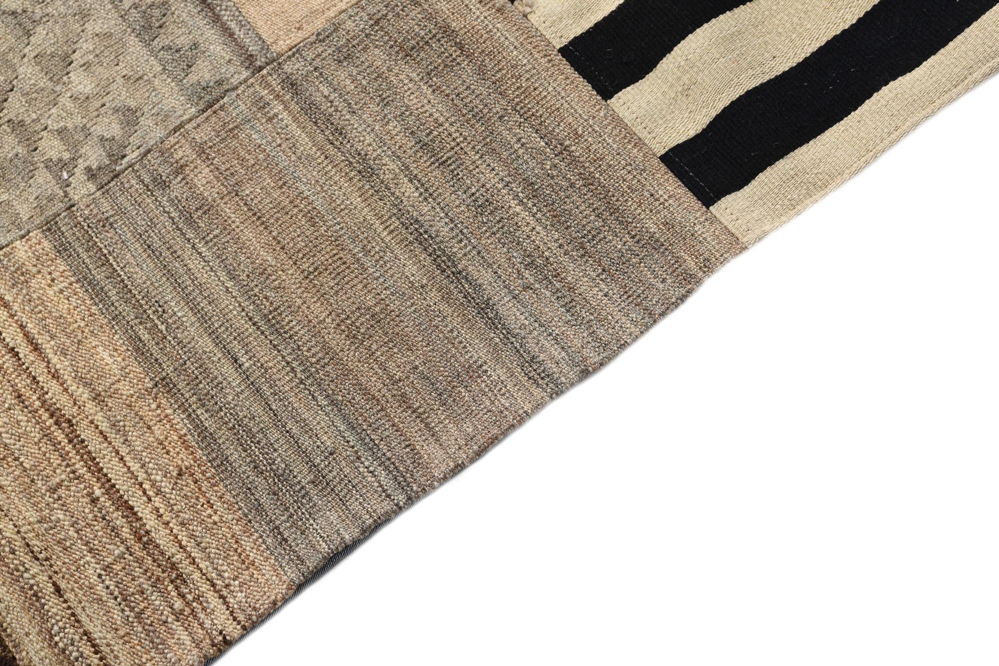 6' 6 x 9' 9 Hand Woven Kilim Patchwork Wool Rug