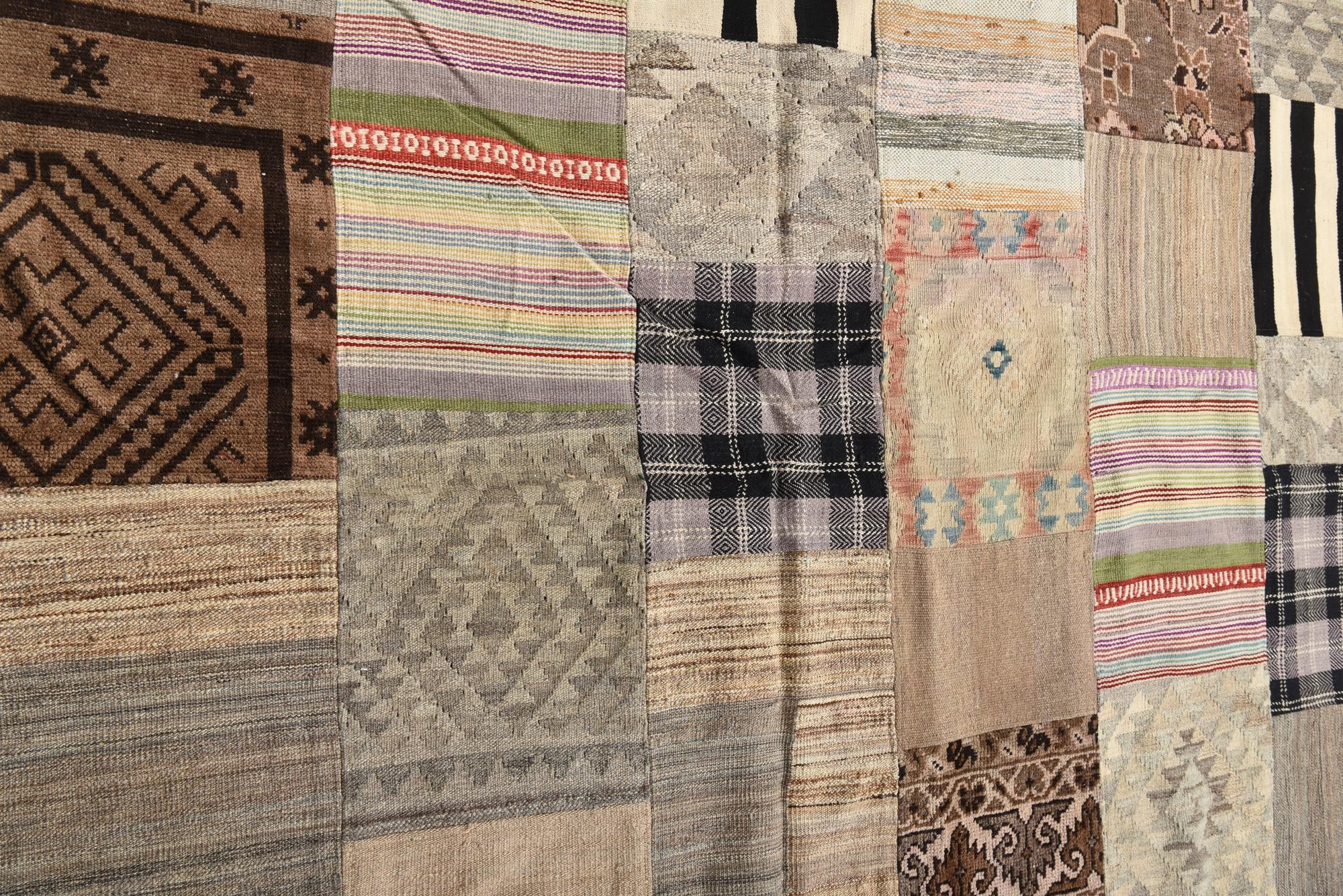 6' 6 x 9' 9 Hand Woven Kilim Patchwork Wool Rug