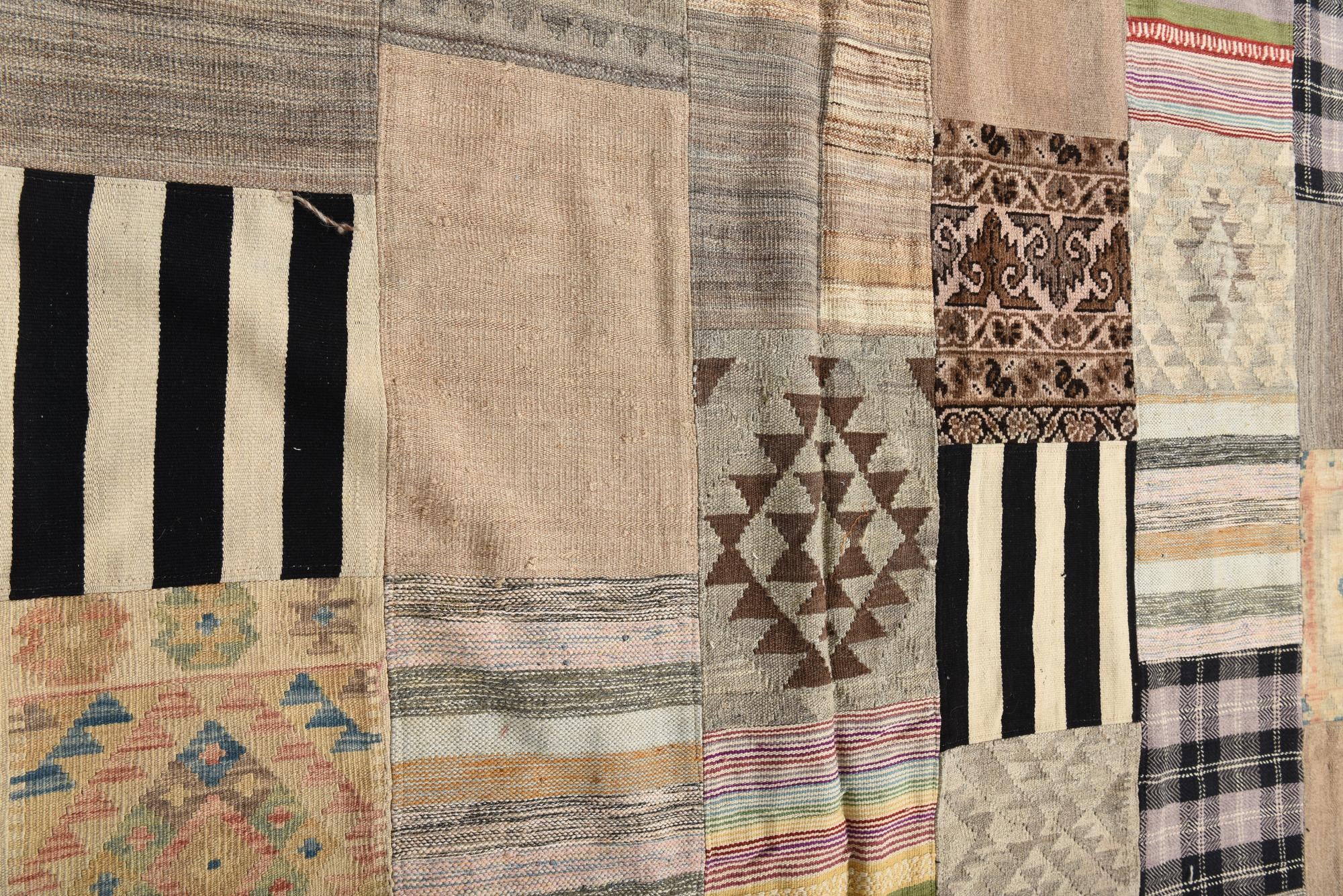 6' 6 x 9' 9 Hand Woven Kilim Patchwork Wool Rug