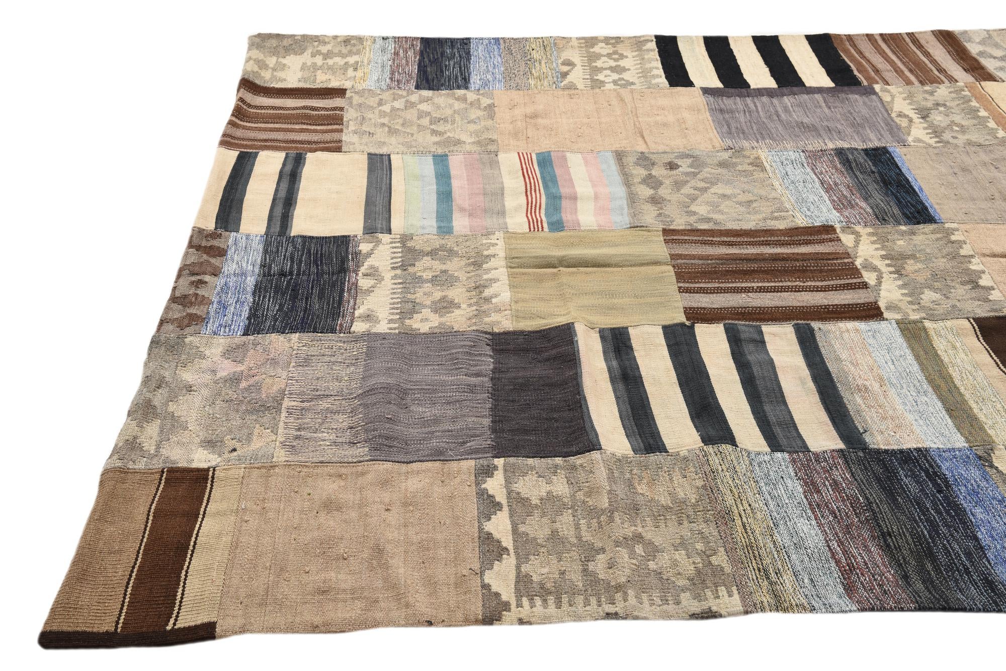 6' 5 x 9' 5 Hand Woven Kilim Patchwork Wool Rug