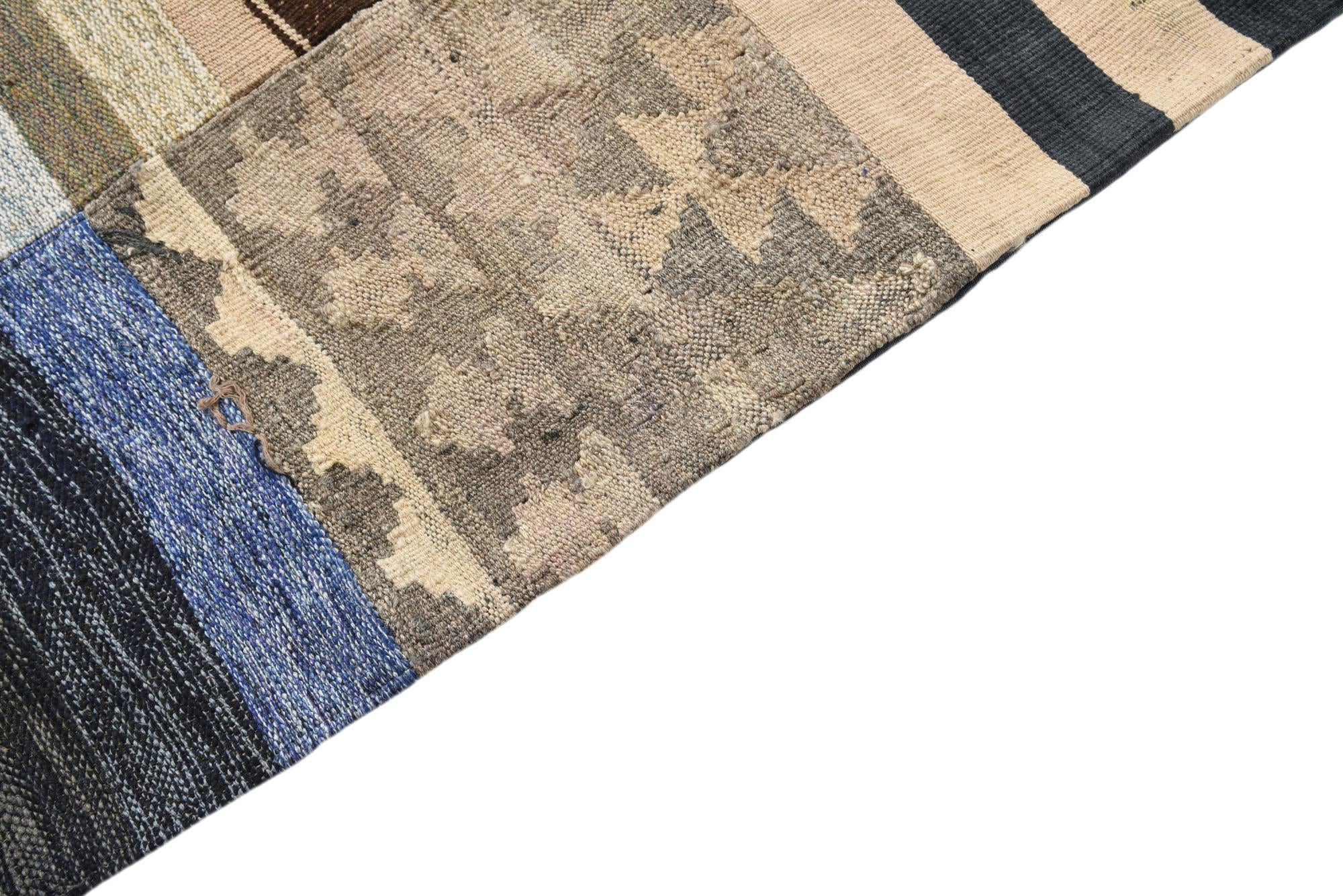 6' 5 x 9' 5 Hand Woven Kilim Patchwork Wool Rug