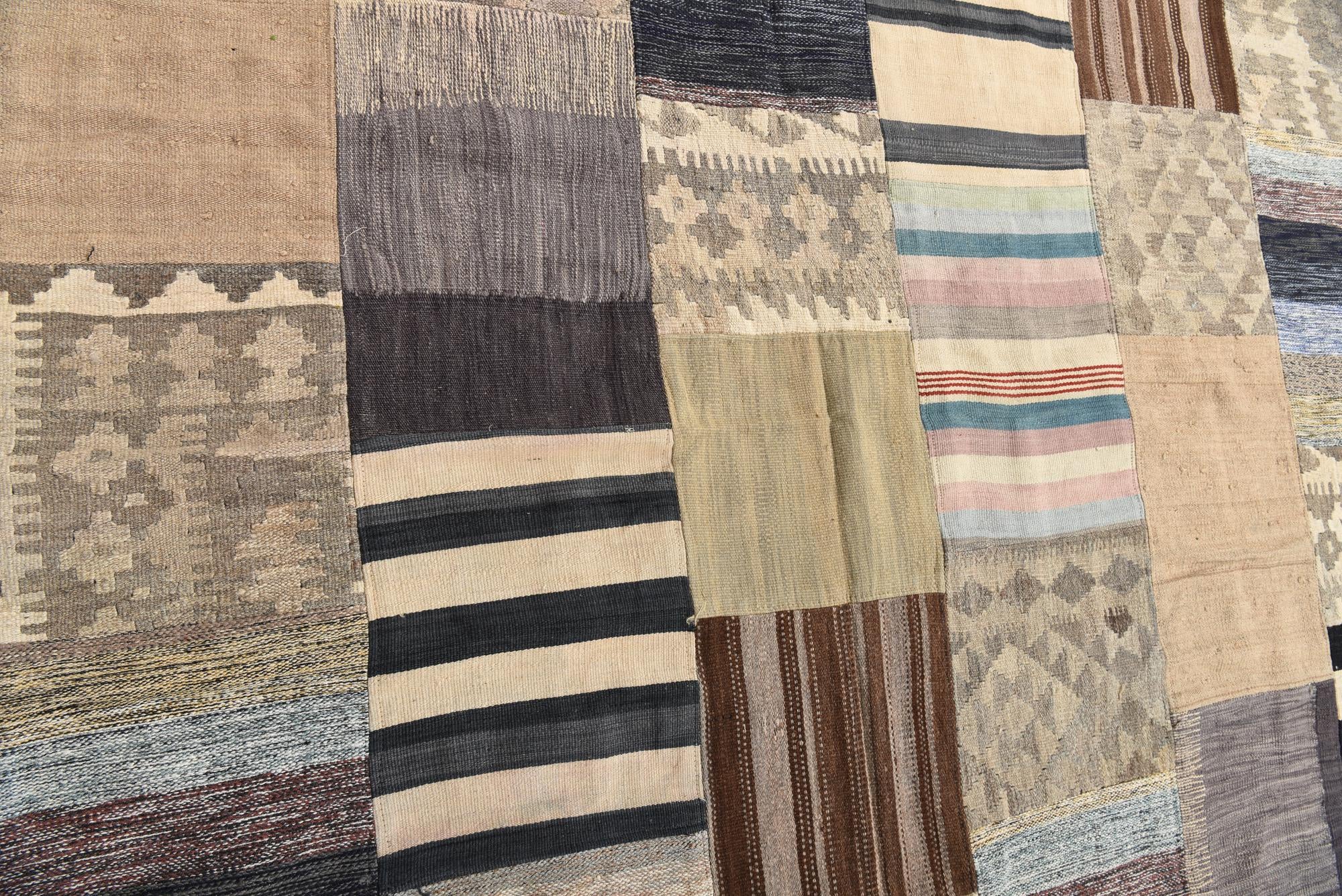 6' 5 x 9' 5 Hand Woven Kilim Patchwork Wool Rug