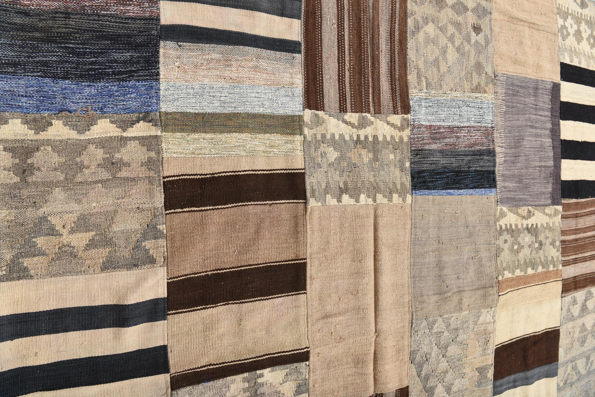 6' 5 x 9' 5 Hand Woven Kilim Patchwork Wool Rug