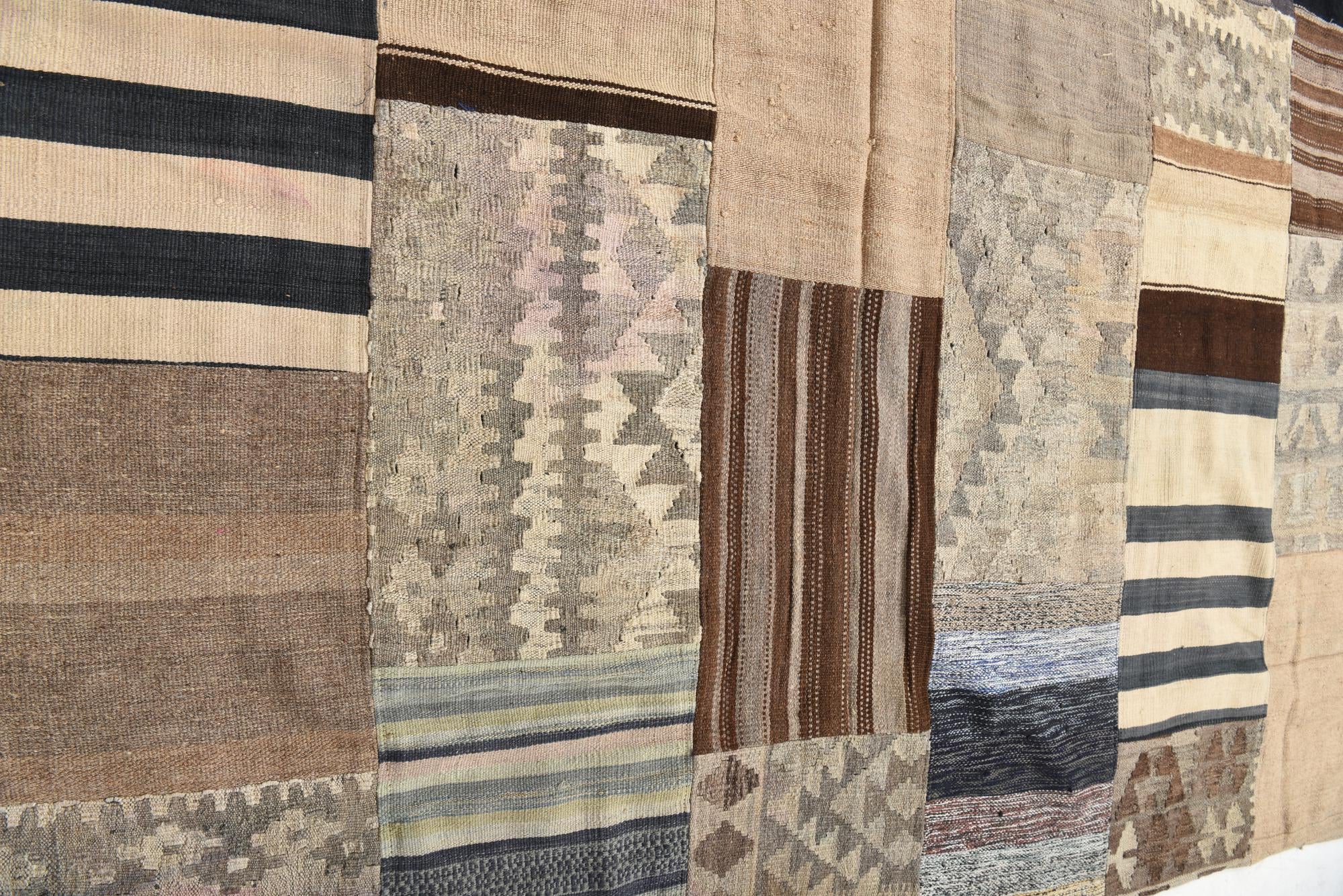 6' 5 x 9' 5 Hand Woven Kilim Patchwork Wool Rug