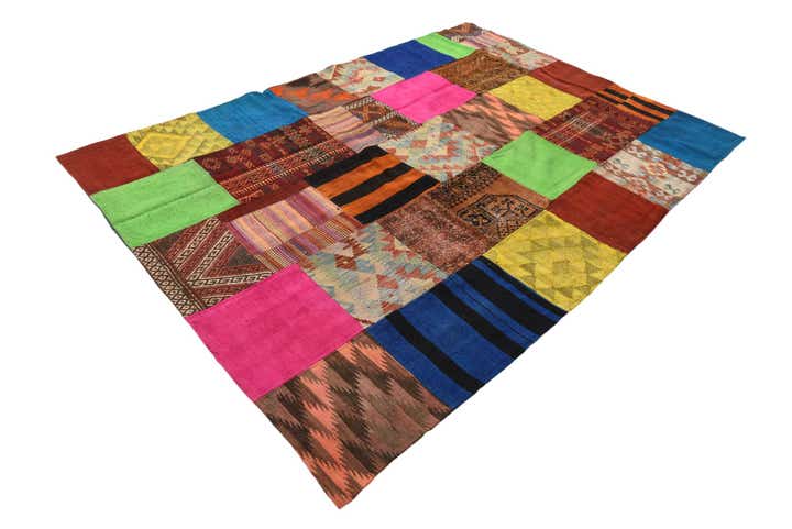 5' 5 x 7' 10 Hand Woven Kilim Patchwork Wool Rug