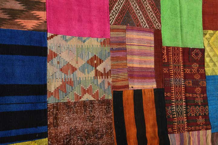 5' 5 x 7' 10 Hand Woven Kilim Patchwork Wool Rug