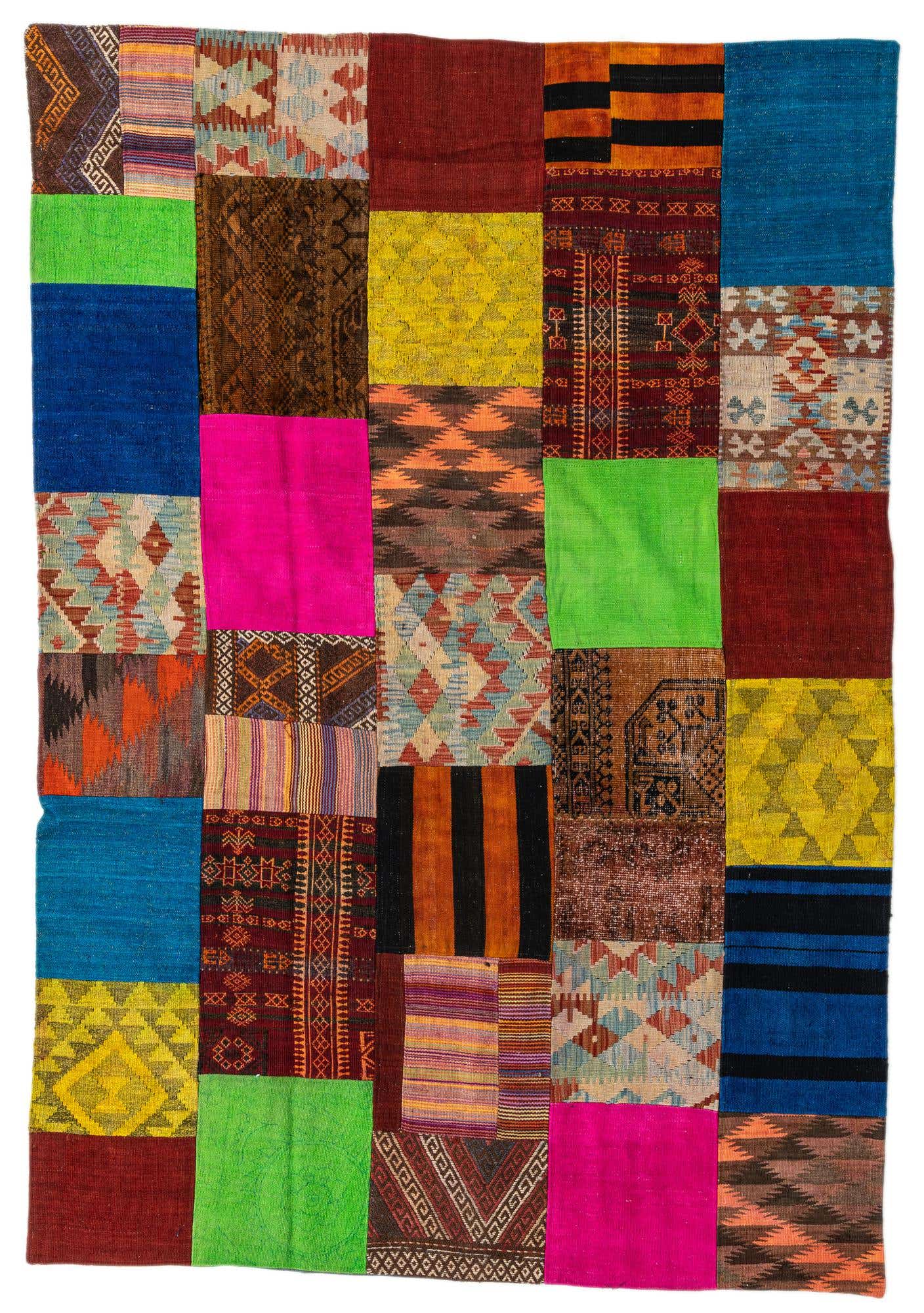 5' 5 x 7' 10 Hand Woven Kilim Patchwork Wool Rug
