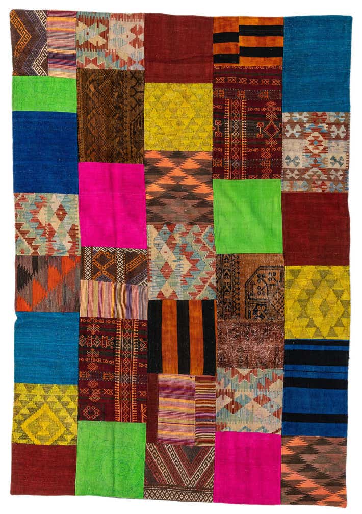 5' 5 x 7' 10 Hand Woven Kilim Patchwork Wool Rug