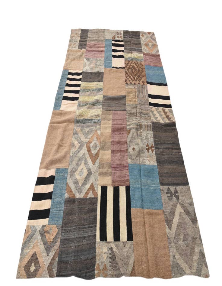Detail image of 5' 3 x 8' Hand Woven Kilim Patchwork Wool Rug