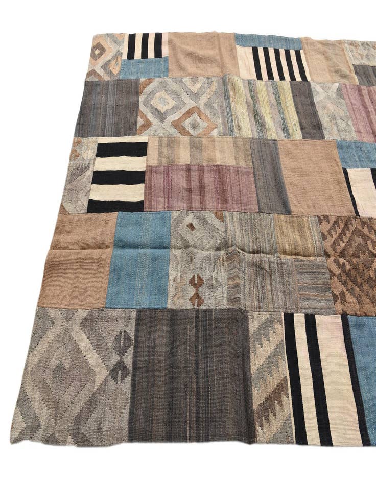 Detail image of 5' 3 x 8' Hand Woven Kilim Patchwork Wool Rug