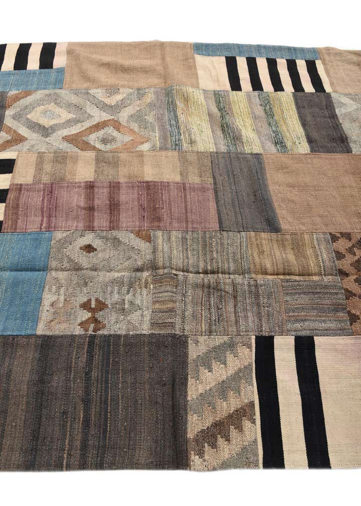 5' 3 x 8' Hand Woven Kilim Patchwork Wool Rug