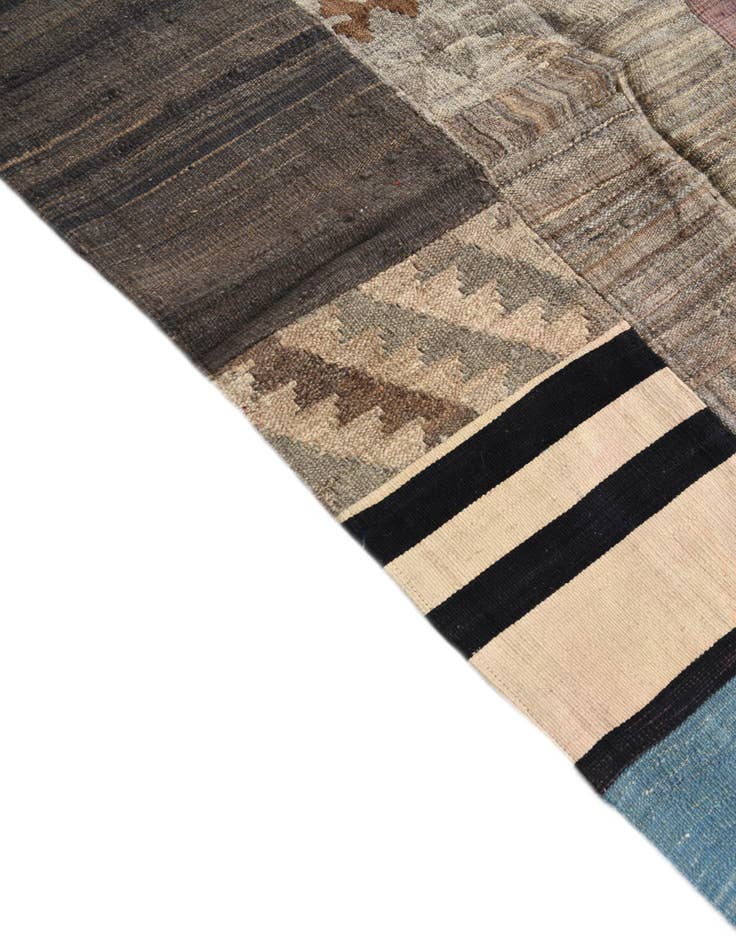 Detail image of 5' 3 x 8' Hand Woven Kilim Patchwork Wool Rug