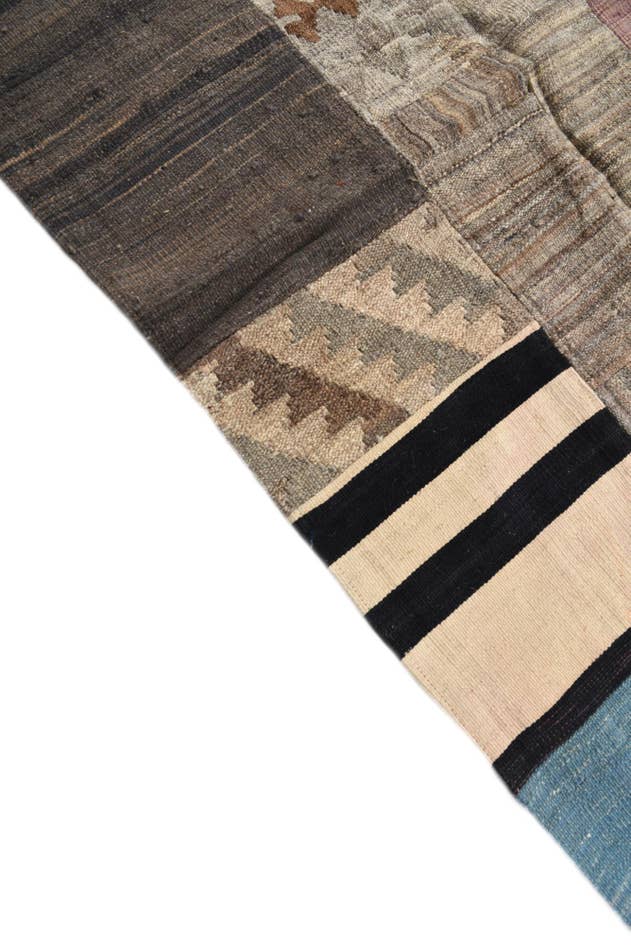 Detail image of 5' 3 x 8' Hand Woven Kilim Patchwork Wool Rug