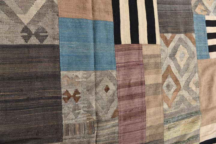 5' 3 x 8' Hand Woven Kilim Patchwork Wool Rug