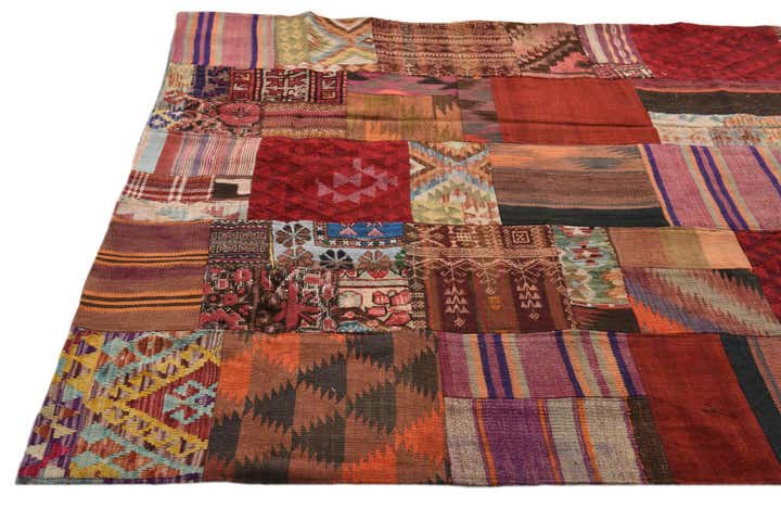 5' 7 x 8' Hand Woven Kilim Patchwork Wool Rug