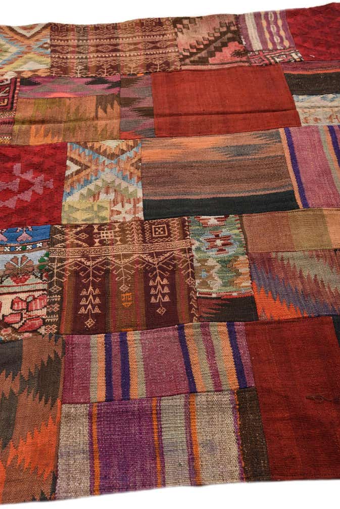 5' 7 x 8' Hand Woven Kilim Patchwork Wool Rug