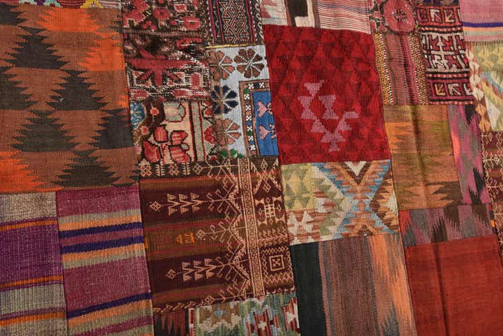 5' 7 x 8' Hand Woven Kilim Patchwork Wool Rug