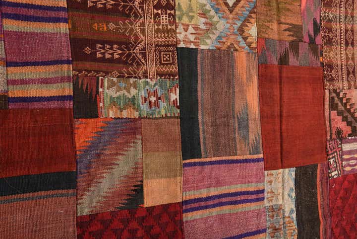 5' 7 x 8' Hand Woven Kilim Patchwork Wool Rug