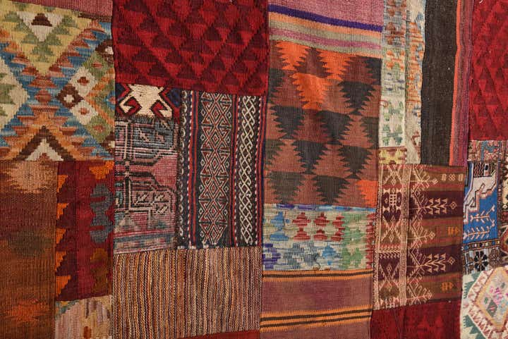 5' 7 x 8' Hand Woven Kilim Patchwork Wool Rug