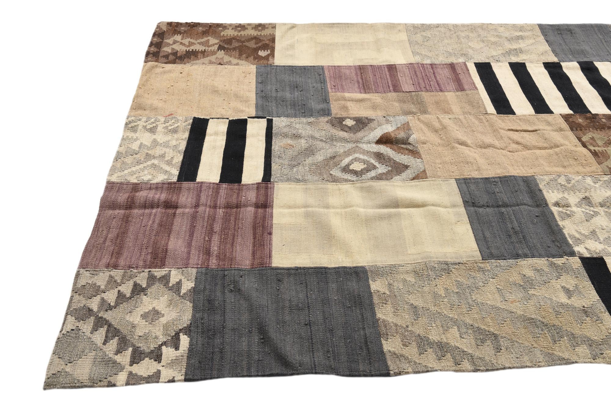 5' 5 x 7' 10 Hand Woven Kilim Patchwork Wool Rug