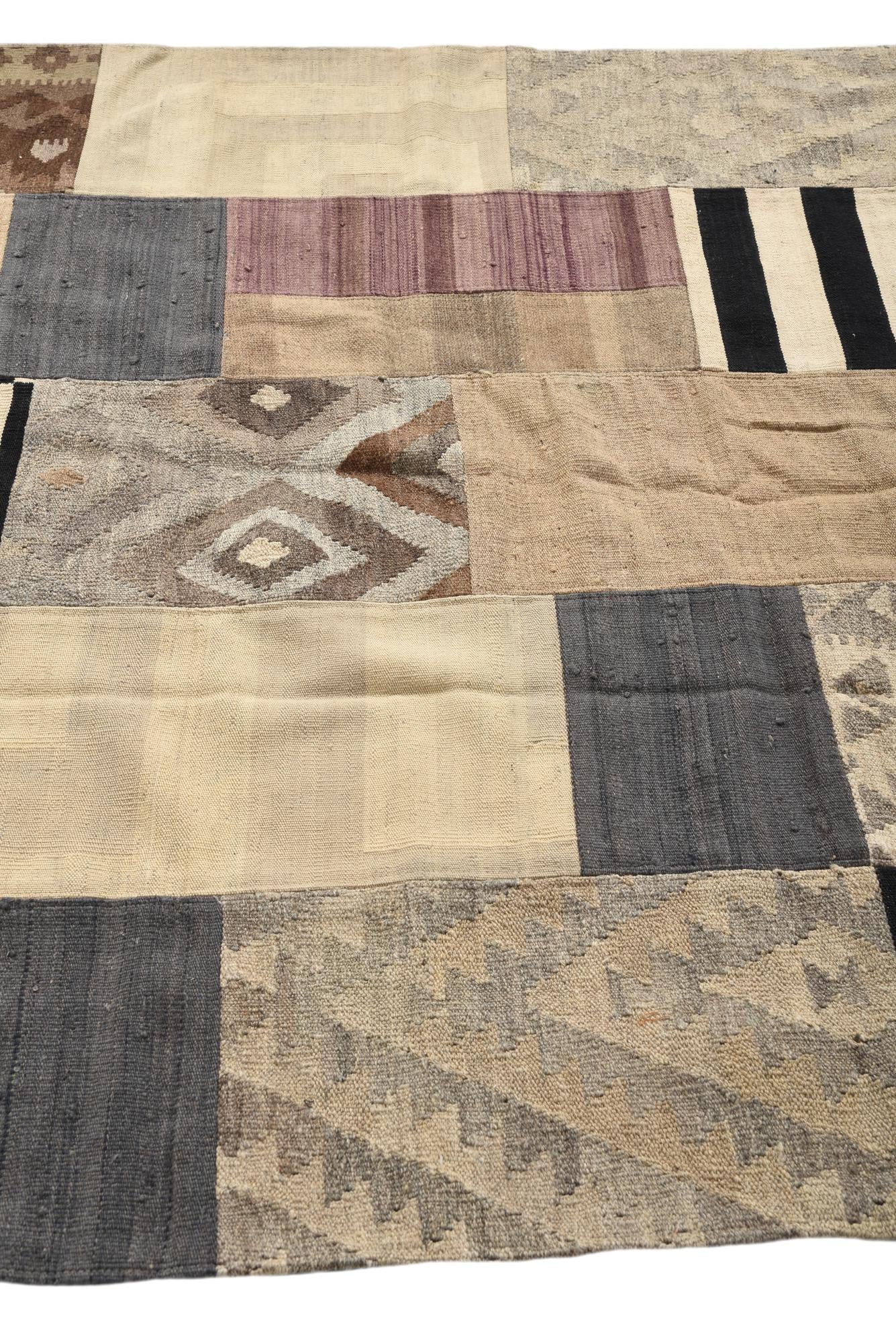 5' 5 x 7' 10 Hand Woven Kilim Patchwork Wool Rug